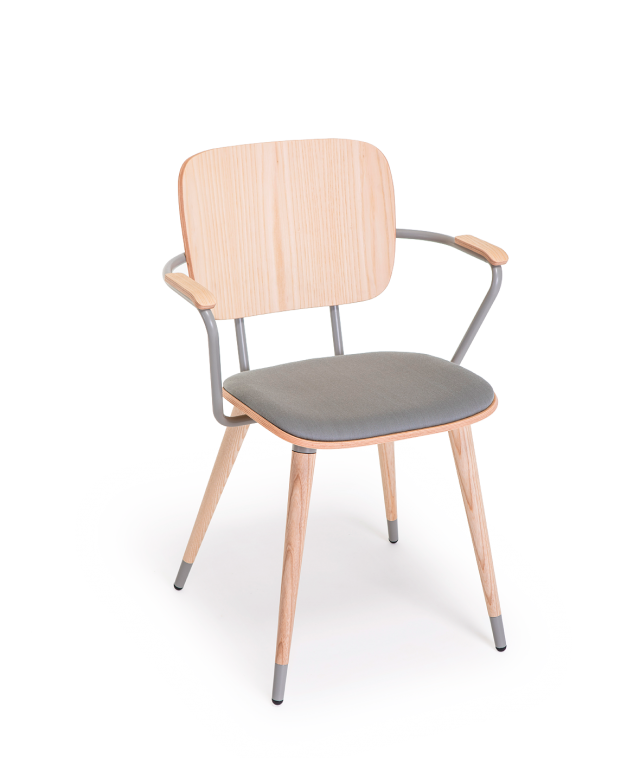Vergés - Cadira ABC amb braços i potes de fusta