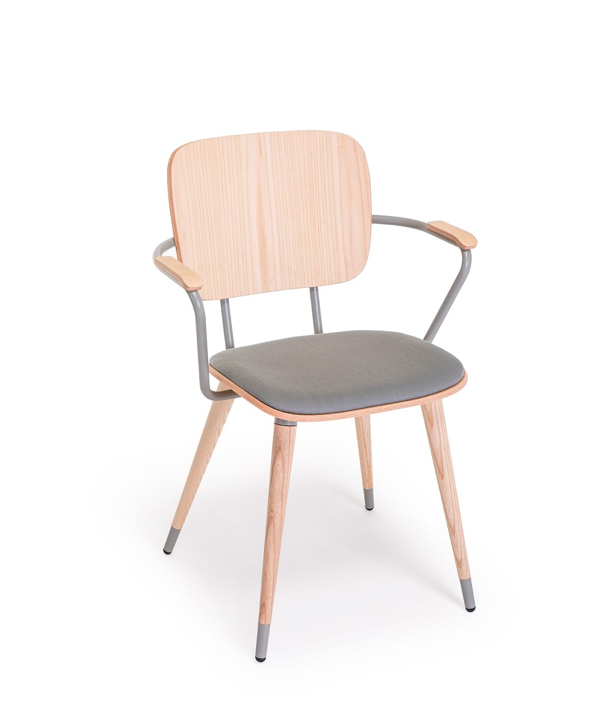 Vergés - Chaise ABC avec accoudoirs et piètement en bois