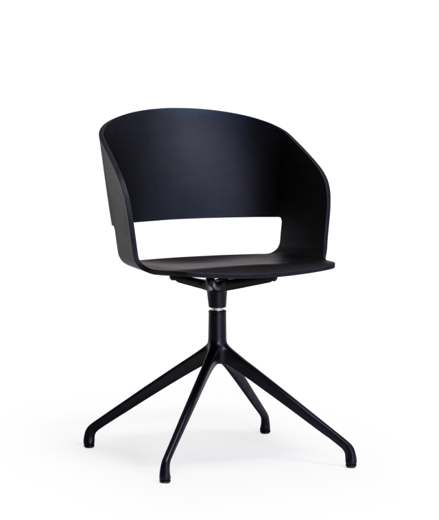 Vergés - Goose chair Model A with armrests and 4 rollers main swivel base