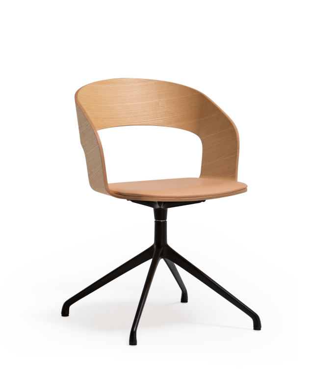 Vergés - Goose chair Model B with armrests and 4 rollers main swivel base
