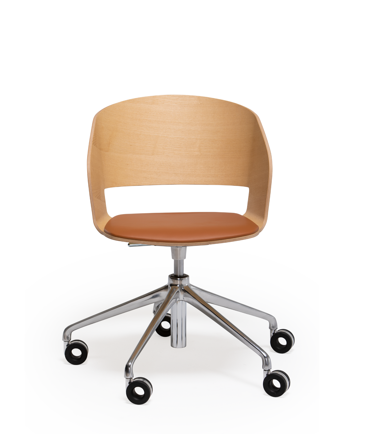 Vergés - Goose chair Model A with armrests and with swivel base and gas lift, 5 rollers