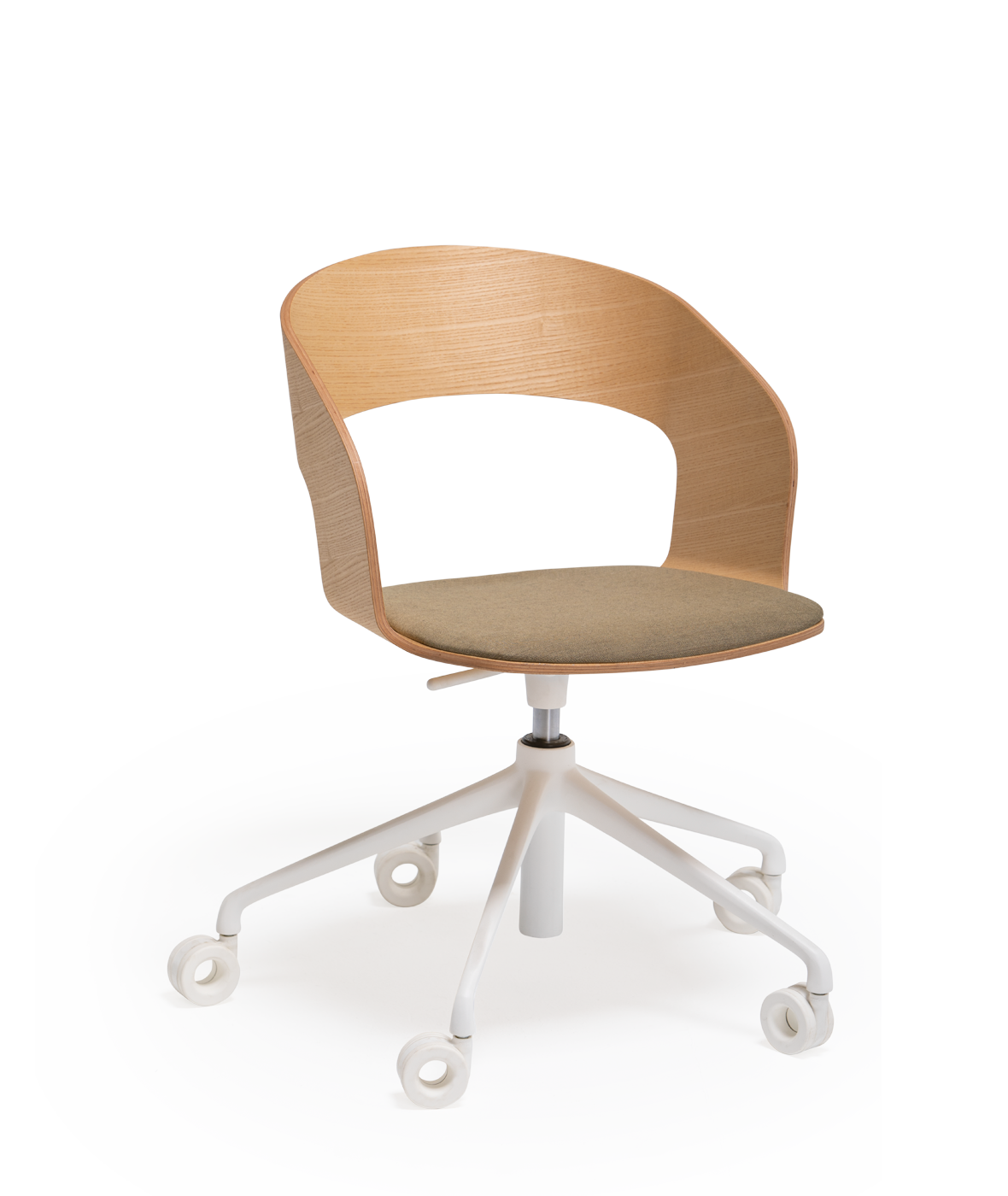 Goose chair Model B with armrests and with swivel base and gas lift, 5 rollers - Vergés