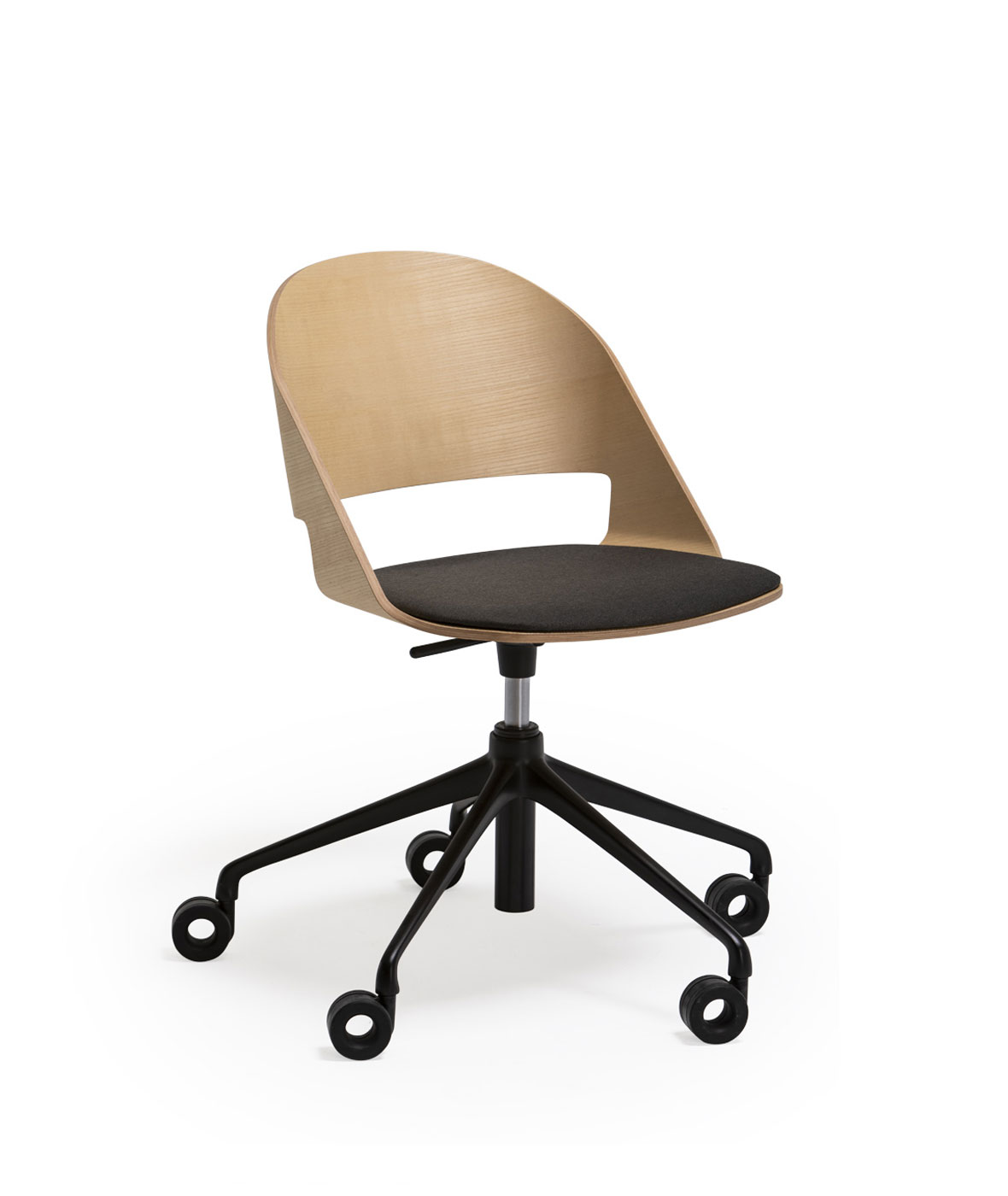 Goose chair Model C with swivel base and gas lift, 5 rollers - Vergés