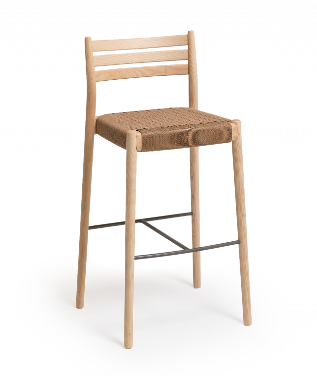 Vergés - Bogart Stool with backrest and braided rope seat