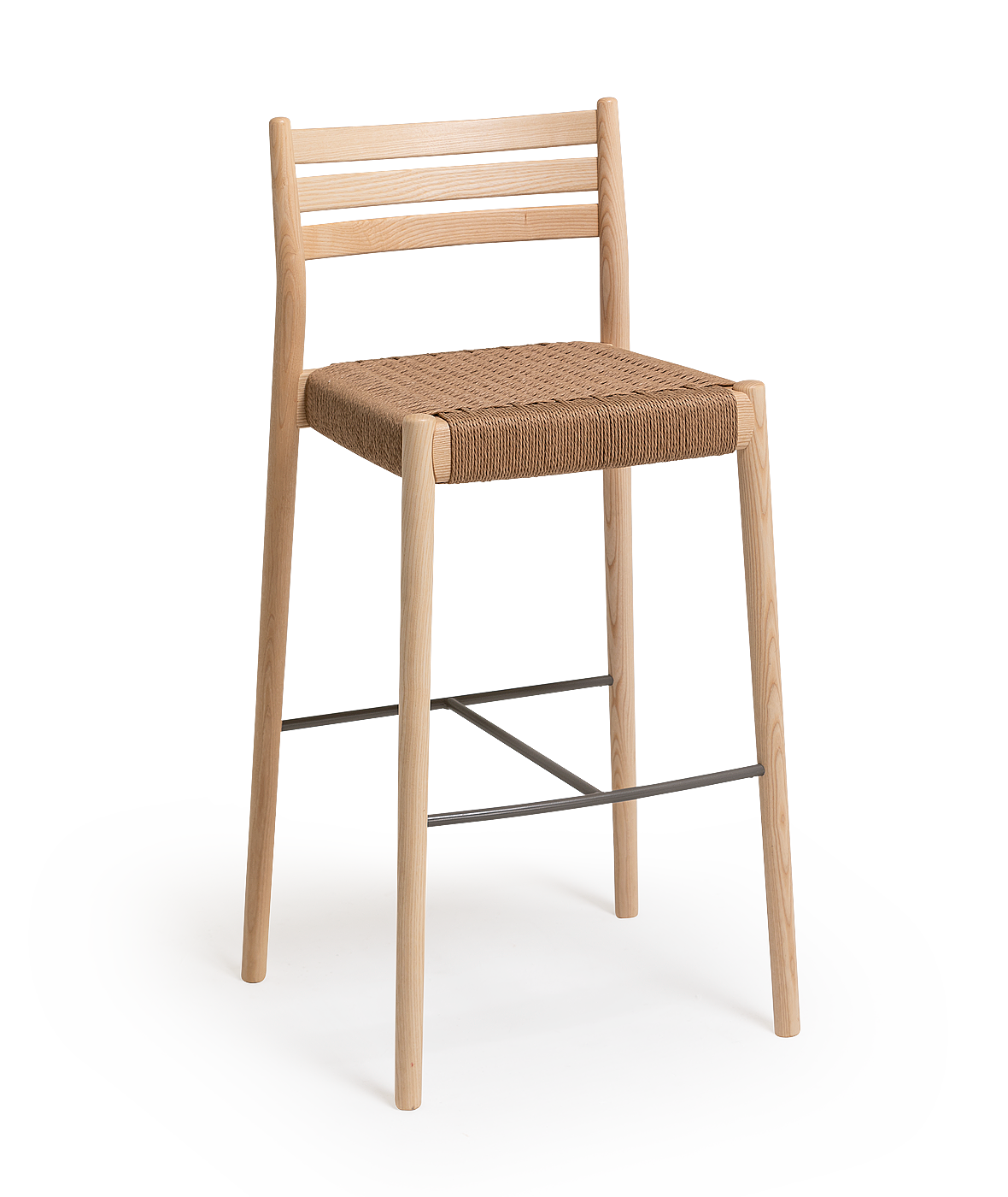 Bogart Stool with backrest and braided rope seat - Vergés