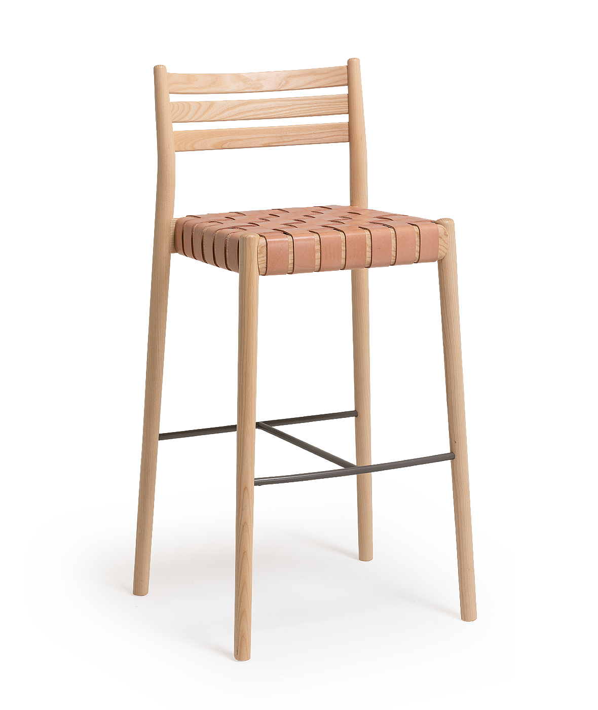 Bogart Stool with backrest and woven cord seat - Vergés