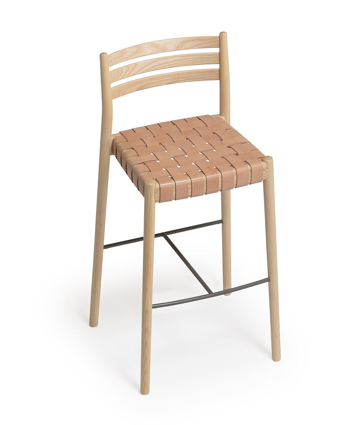 Bogart Stool with backrest and woven cord seat - Vergés