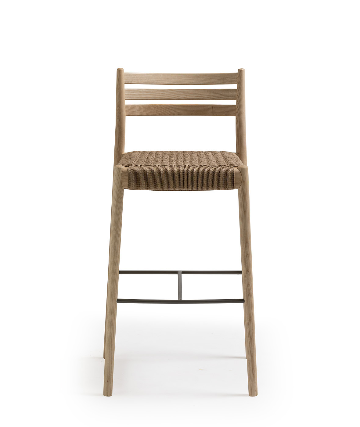 Bogart Stool with backrest and braided rope seat - Vergés